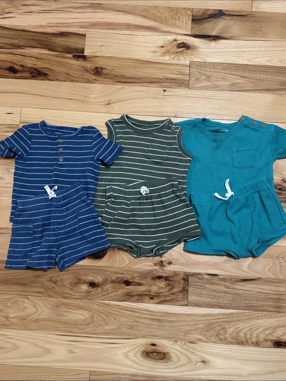 Carter's Blue, Olive Green, Teal Striped Kids Matching Sets
